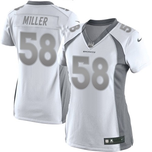 Women's Nike Denver Broncos #58 Von Miller Limited White Platinum NFL Jersey