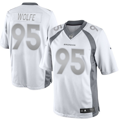 Men's Nike Denver Broncos #95 Derek Wolfe Limited White Platinum NFL Jersey