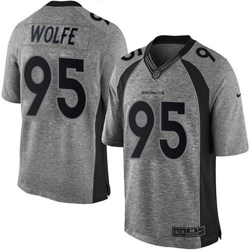 Men's Nike Denver Broncos #95 Derek Wolfe Limited Gray Gridiron NFL Jersey