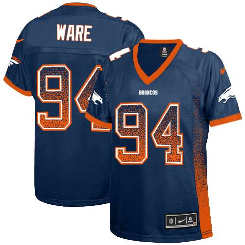 Women's Nike Denver Broncos #94 DeMarcus Ware Elite Navy Blue Drift Fashion NFL Jersey