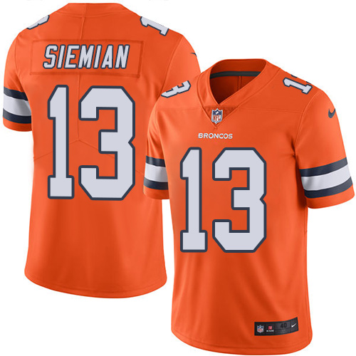 Men's Nike Denver Broncos #13 Trevor Siemian Elite Orange Rush Vapor Untouchable NFL Jersey