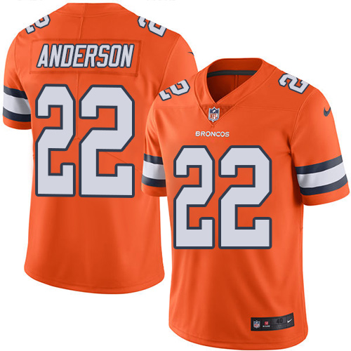 Men's Nike Denver Broncos #22 C.J. Anderson Elite Orange Rush Vapor Untouchable NFL Jersey