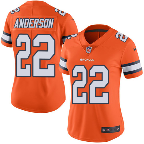 Women's Nike Denver Broncos #22 C.J. Anderson Limited Orange Rush Vapor Untouchable NFL Jersey