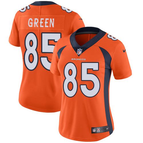 Women's Nike Denver Broncos #85 Virgil Green Orange Team Color Vapor Untouchable Elite Player NFL Jersey