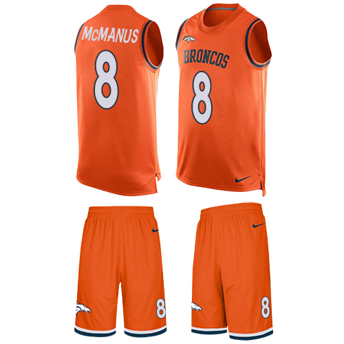 Men's Nike Denver Broncos #8 Brandon McManus Limited Orange Tank Top Suit NFL Jersey