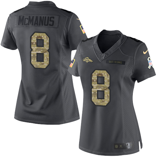 Women's Nike Denver Broncos #8 Brandon McManus Limited Black 2016 Salute to Service NFL Jersey