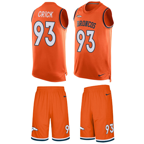 Men's Nike Denver Broncos #93 Jared Crick Limited Orange Tank Top Suit NFL Jersey