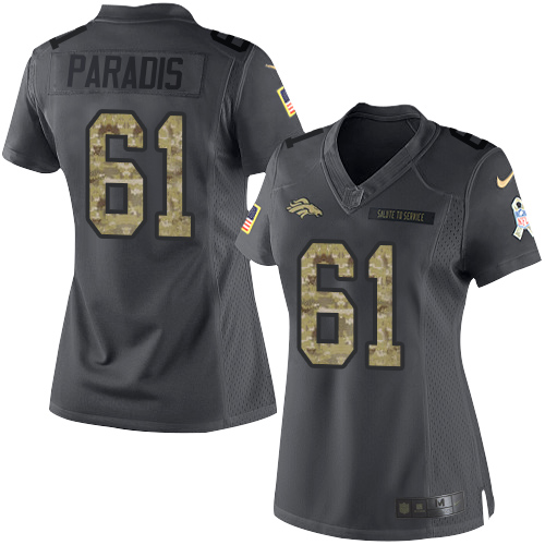 Women's Nike Denver Broncos #61 Matt Paradis Limited Black 2016 Salute to Service NFL Jersey