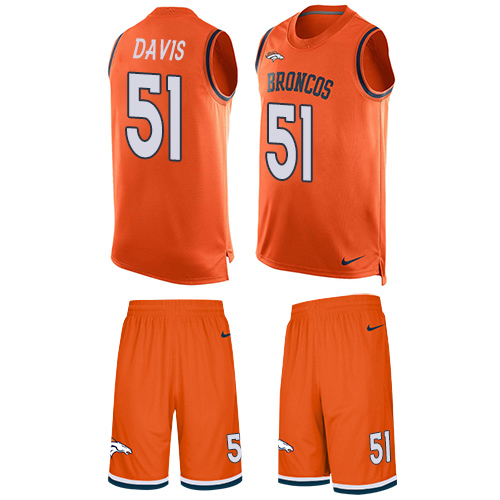 Men's Nike Denver Broncos #51 Todd Davis Limited Orange Tank Top Suit NFL Jersey