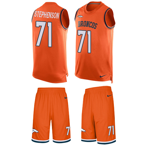 Men's Nike Denver Broncos #71 Donald Stephenson Limited Orange Tank Top Suit NFL Jersey