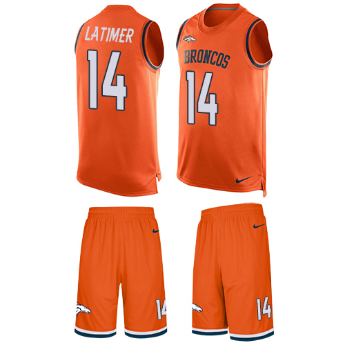 Men's Nike Denver Broncos #14 Cody Latimer Limited Orange Tank Top Suit NFL Jersey