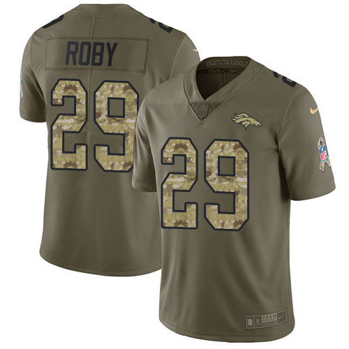 Men's Nike Denver Broncos #29 Bradley Roby Limited Olive/Camo 2017 Salute to Service NFL Jersey