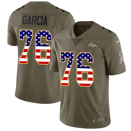 Men's Nike Denver Broncos #76 Max Garcia Limited Olive/USA Flag 2017 Salute to Service NFL Jersey