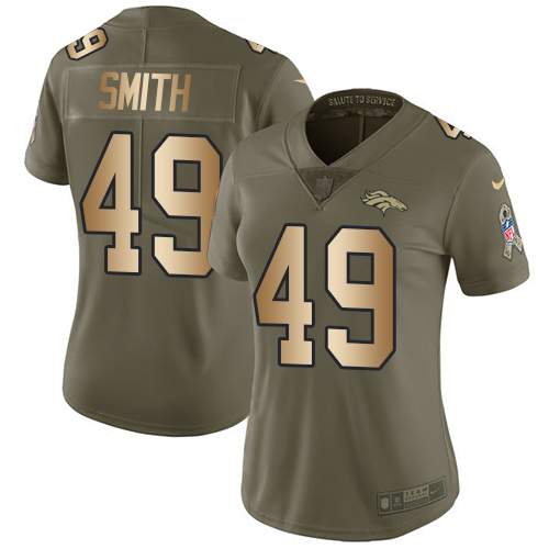 Women's Nike Denver Broncos #49 Dennis Smith Limited Olive/Gold 2017 Salute to Service NFL Jersey