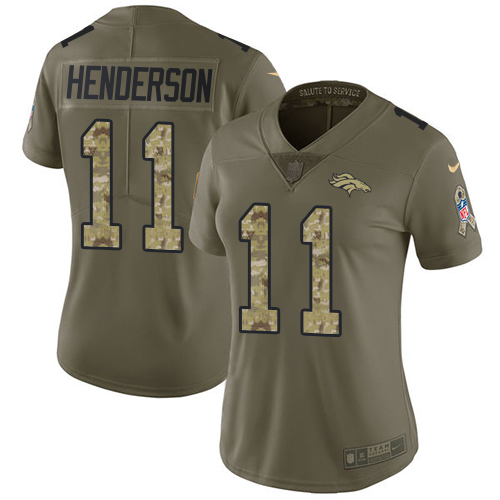 Women's Nike Denver Broncos #11 Carlos Henderson Limited Olive/Camo 2017 Salute to Service NFL Jersey