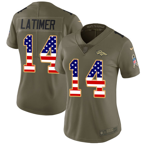 Women's Nike Denver Broncos #14 Cody Latimer Limited Olive/USA Flag 2017 Salute to Service NFL Jersey