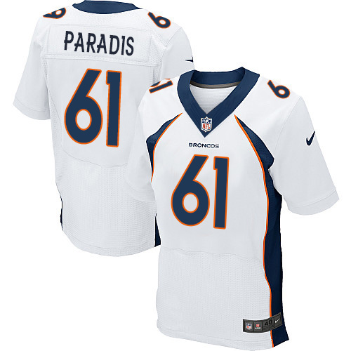 Men's Nike Denver Broncos #61 Matt Paradis Elite White NFL Jersey