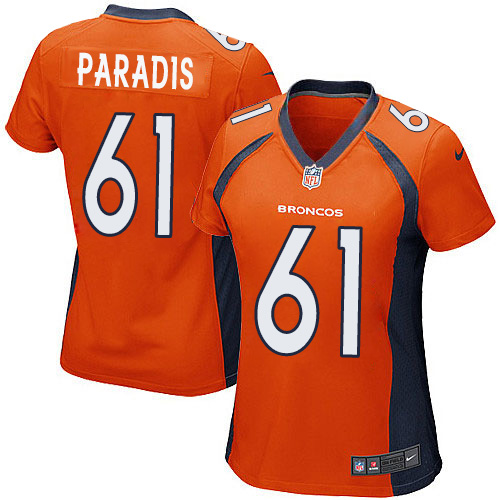 Women's Nike Denver Broncos #61 Matt Paradis Game Orange Team Color NFL Jersey