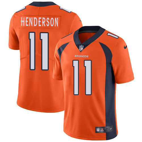 Men's Nike Denver Broncos #11 Carlos Henderson Orange Team Color Vapor Untouchable Limited Player NFL Jersey