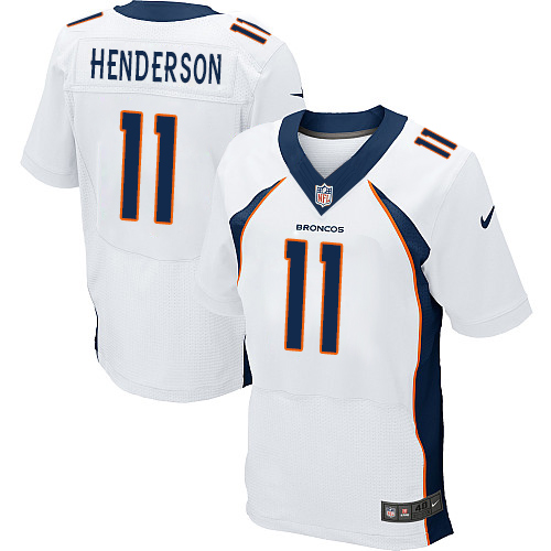 Men's Nike Denver Broncos #11 Carlos Henderson Elite White NFL Jersey