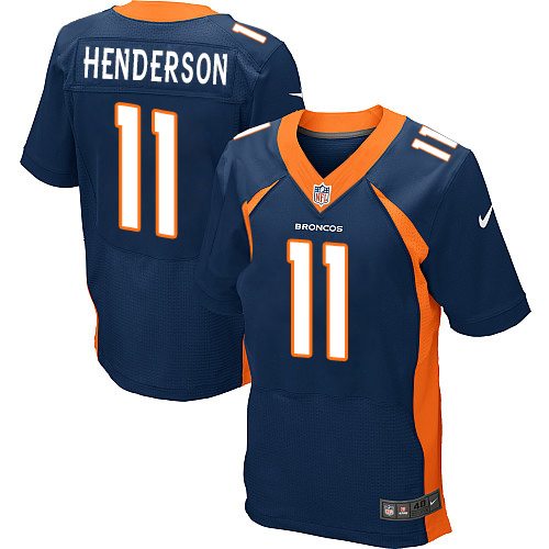 Men's Nike Denver Broncos #11 Carlos Henderson Elite Navy Blue Alternate NFL Jersey
