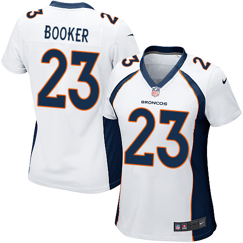 Women's Nike Denver Broncos #23 Devontae Booker Game White NFL Jersey