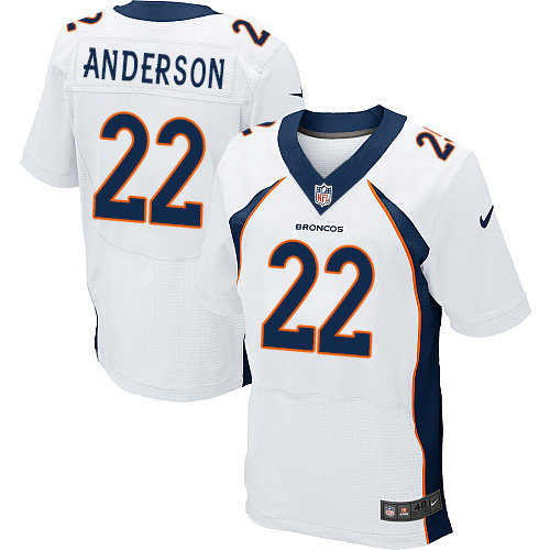 Men's Nike Denver Broncos #22 C.J. Anderson Elite White NFL Jersey