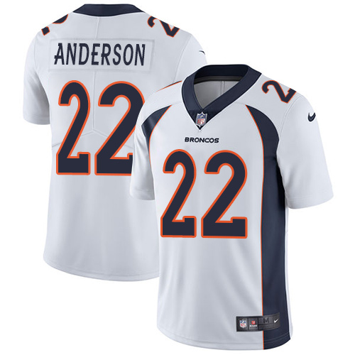 Men's Nike Denver Broncos #22 C.J. Anderson White Vapor Untouchable Limited Player NFL Jersey