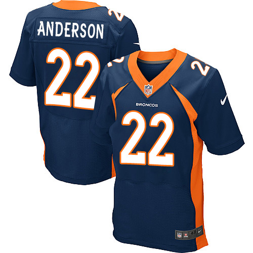 Men's Nike Denver Broncos #22 C.J. Anderson Elite Navy Blue Alternate NFL Jersey