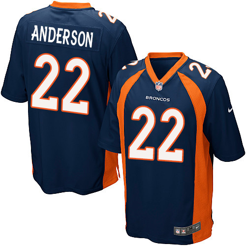 Men's Nike Denver Broncos #22 C.J. Anderson Game Navy Blue Alternate NFL Jersey