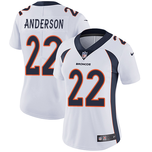 Women's Nike Denver Broncos #22 C.J. Anderson White Vapor Untouchable Elite Player NFL Jersey