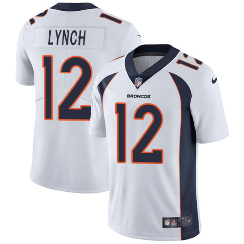 Men's Nike Denver Broncos #12 Paxton Lynch White Vapor Untouchable Limited Player NFL Jersey