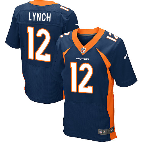 Men's Nike Denver Broncos #12 Paxton Lynch Elite Navy Blue Alternate NFL Jersey