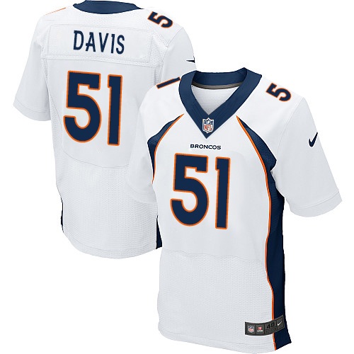 Men's Nike Denver Broncos #51 Todd Davis Elite White NFL Jersey