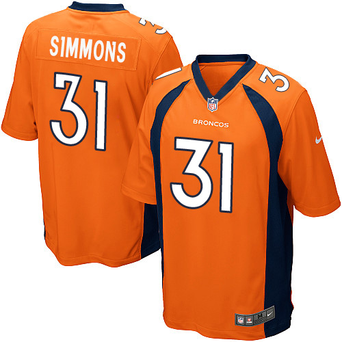 Men's Nike Denver Broncos #31 Justin Simmons Game Orange Team Color NFL Jersey