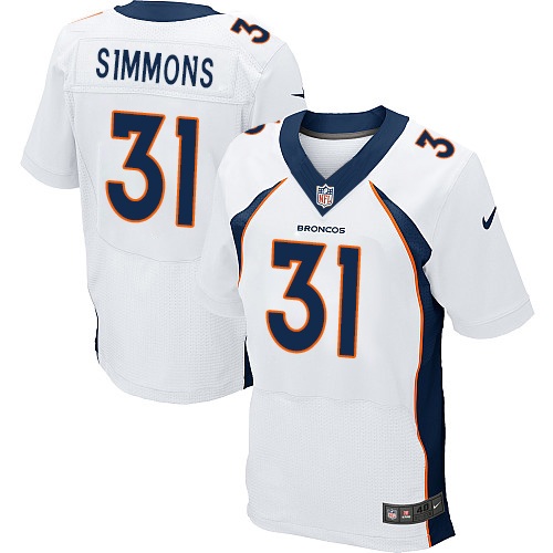 Men's Nike Denver Broncos #31 Justin Simmons Elite White NFL Jersey