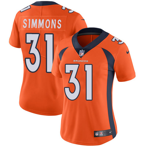 Women's Nike Denver Broncos #31 Justin Simmons Orange Team Color Vapor Untouchable Limited Player NFL Jersey