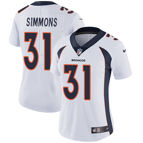 Women's Nike Denver Broncos #31 Justin Simmons White Vapor Untouchable Elite Player NFL Jersey