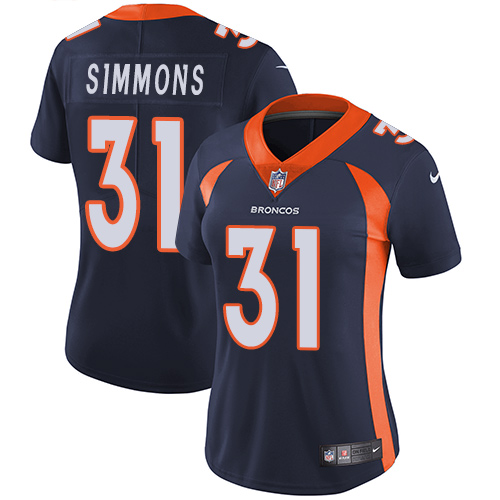 Women's Nike Denver Broncos #31 Justin Simmons Navy Blue Alternate Vapor Untouchable Elite Player NFL Jersey