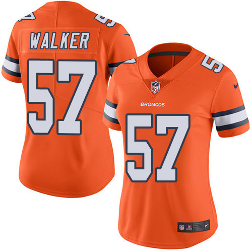Women's Nike Denver Broncos #57 Demarcus Walker Limited Orange Rush Vapor Untouchable NFL Jersey