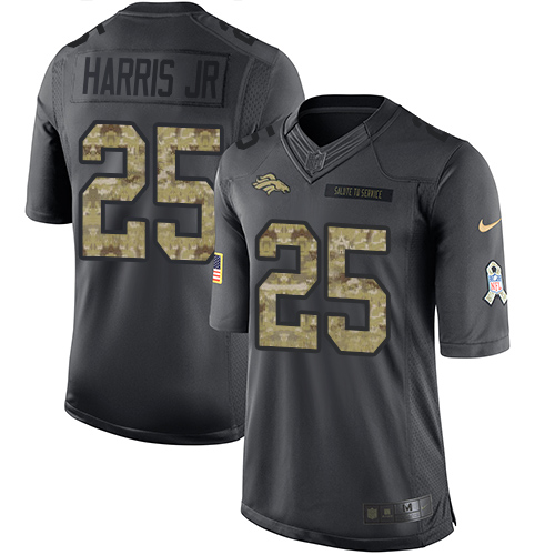 Men's Nike Denver Broncos #25 Chris Harris Jr Limited Black 2016 Salute to Service NFL Jersey