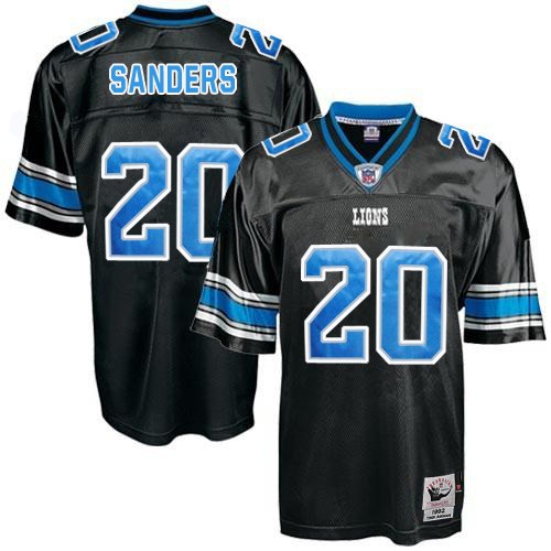 Mitchell And Ness Detroit Lions #20 Barry Sanders Black Authentic Throwback NFL Jersey