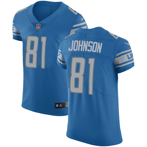 Men's Nike Detroit Lions #81 Calvin Johnson Blue Team Color Vapor Untouchable Elite Player NFL Jersey