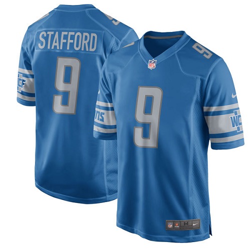 Men's Nike Detroit Lions #9 Matthew Stafford Game Blue Team Color NFL Jersey