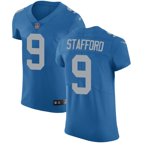 Men's Nike Detroit Lions #9 Matthew Stafford Elite Blue Alternate NFL Jersey