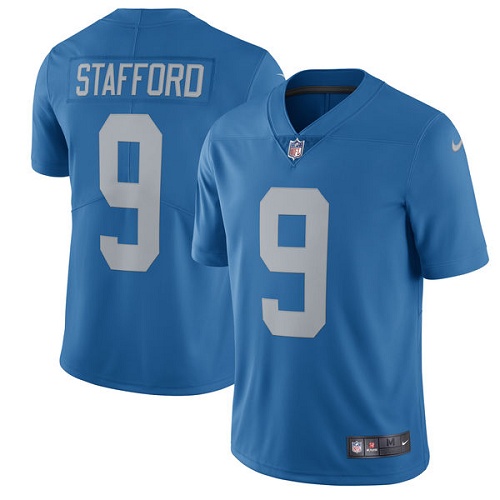 Men's Nike Detroit Lions #9 Matthew Stafford Blue Alternate Vapor Untouchable Limited Player NFL Jersey