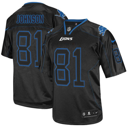 Men's Nike Detroit Lions #81 Calvin Johnson Elite Lights Out Black NFL Jersey