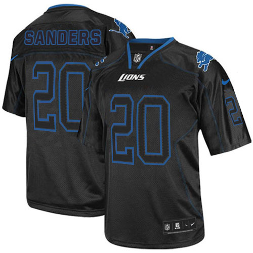 Men's Nike Detroit Lions #20 Barry Sanders Elite Lights Out Black NFL Jersey