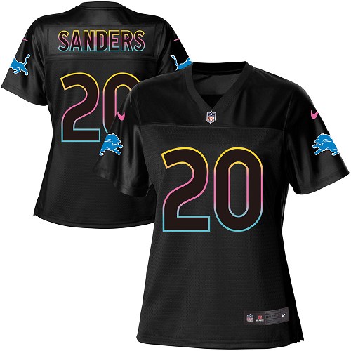 Women's Nike Detroit Lions #20 Barry Sanders Game Black Fashion NFL Jersey