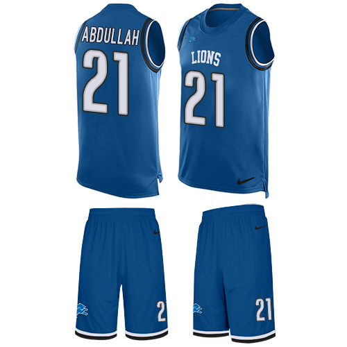 Men's Nike Detroit Lions #21 Ameer Abdullah Limited Blue Tank Top Suit NFL Jersey
